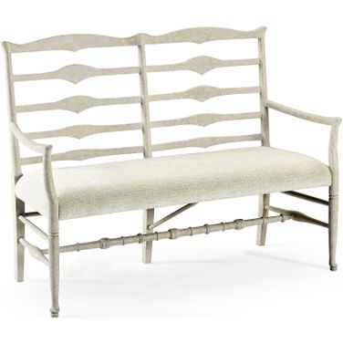 Casual Accents Upholstered Ladderback Bench In White Wash