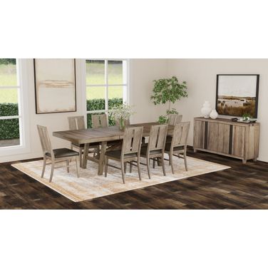 Casual Loft 100.25 Inch Dining Room Set In Roasted Hazelnut