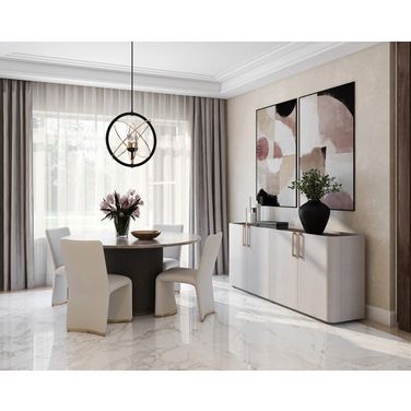 Cataldi 59 Inch Cataldi Dining Room Set In Cappuccino and Taupe