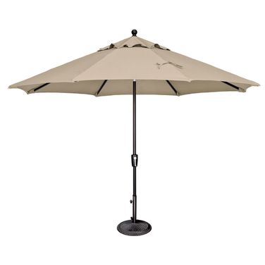 Catalina 11' Octagon Push Button Tilt Umbrella In Antique Beige and Black