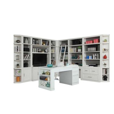 Catalina 12 Piece Corner Library Wall With Writing Desk In White