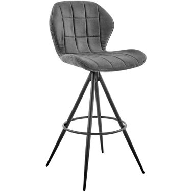Catalina 30 Inch Bar Height Barstool In Charcoal Fabric and Black Finish