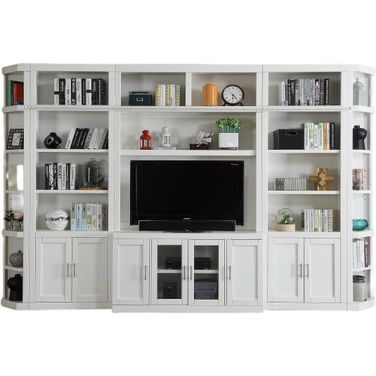Catalina 6 Piece Large Entertainment Wall In White