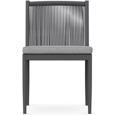 Catalina Armless Dining Chair with Cushion In Moon and Matte Charcoal