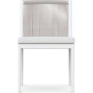 Catalina Armless Dining Chair with Cushion In Polar and Matte White