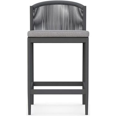 Catalina Counter Stool with Cushion In Moon and Matte Charcoal