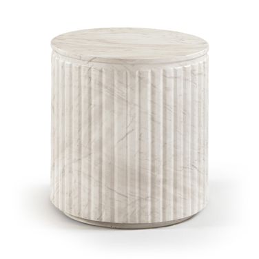 Catania Concrete Indoor and Outdoor End Table In White