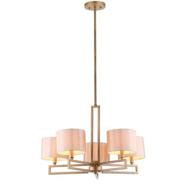 Catena 5 Light Antique Gold 25 Inch Dia Adjustable Chandelier