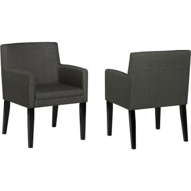 Catherine Upholstered Dining Arm Chair Charcoal Grey and Black Set of 2