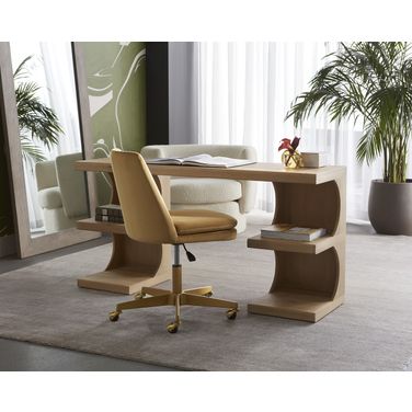 Catrine Home Office Set In Rustic Oak