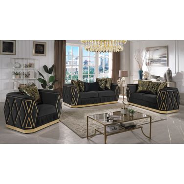 Cavalli Living Room Set In Black And Gold