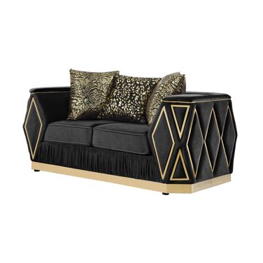 Cavalli Loveseat In Black and Gold