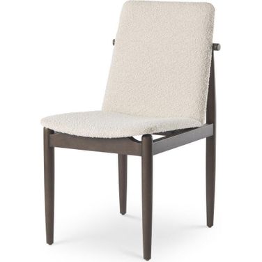 Cavett Cream Boucle Upholstered Seat With Dark Brown Wood Frame Dining Chair