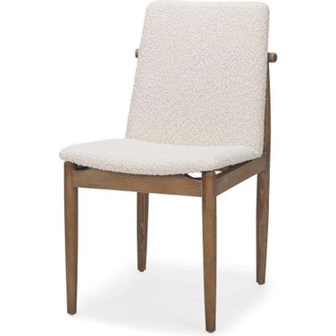Cavett Cream Boucle Upholstered Seat With Light Brown Wood Frame Dining Chair
