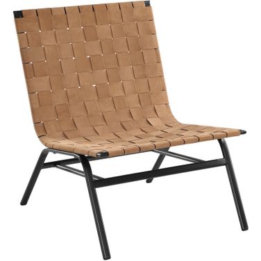 Cavett Woven Leather Accent Chair In Brown