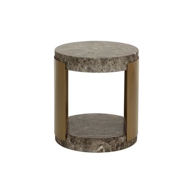 Cavette Marble Look End Table In Dark Emperador