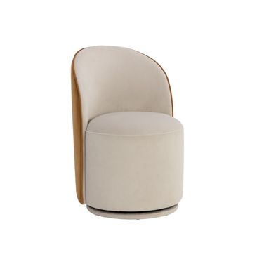 Cavoli Swivel Dining Chair In Meg Taupe and Meg Gold