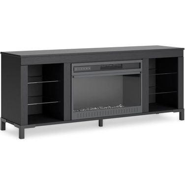 Cayberry 60 Inch TV Stand with Electric Fireplace In Black