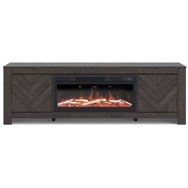 Cayboni 71 Inch TV Stand with Electric Fireplace In Black