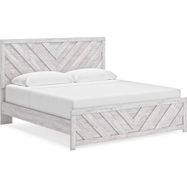 Cayboni King Panel Bed In Washed White