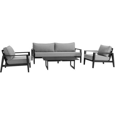 Cayman 4 Piece Aluminum Outdoor Seating Set In Dark Gray