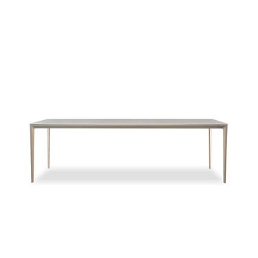 Cayman 94 Inch Dining Table Powder Coated Taupe Legs In Travertino