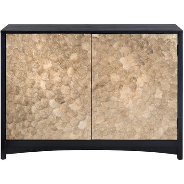 Cayman Capiz Shell 2 Door Cabinet In Black and Gold