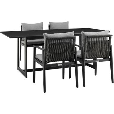 Cayman Outdoor Patio 5 Piece Dining Table Set In Black