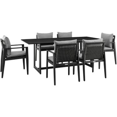 Cayman Outdoor Patio 7 Piece Dining Table Set In Black