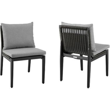 Cayman Outdoor Patio Side Chairs Set of 2 In Dark Gray