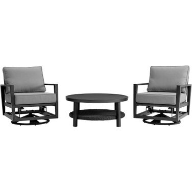 Cayman 3 Piece Outdoor Seating Set In Dark Gray