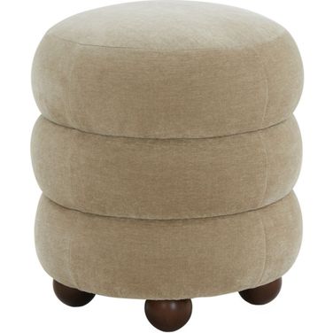 Cecelia Round Ottoman In Walnut and Light Brown