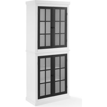 Cecily Tall Kitchen Storage Pantry In White and Matte Black