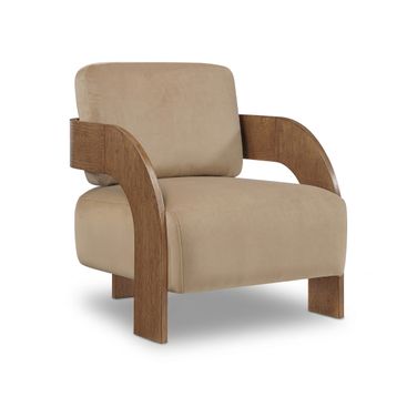 Cedra Velvet Performance Fabric Upholstered Accent Chair In Beige