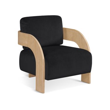 Cedra Velvet Performance Fabric Upholstered Accent Chair In Black