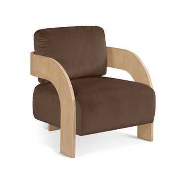 Cedra Velvet Performance Fabric Upholstered Accent Chair In Brown