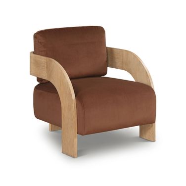Cedra Velvet Performance Fabric Upholstered Accent Chair In Cognac