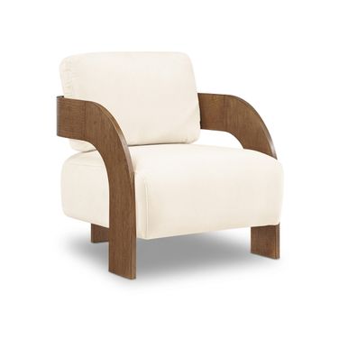Cedra Velvet Performance Fabric Upholstered Accent Chair In Cream