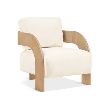 Cedra Velvet Performance Fabric Upholstered Accent Chair In Cream