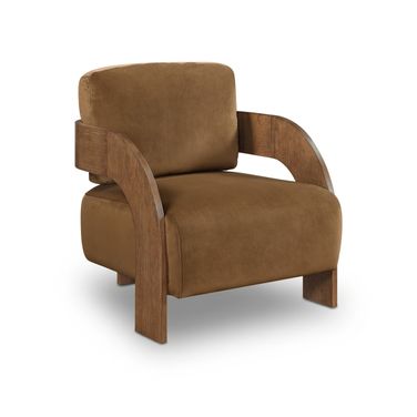 Cedra Velvet Performance Fabric Upholstered Accent Chair In Saddle