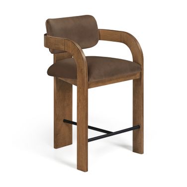 Cedra Velvet Performance Fabric Upholstered Counter Stool In Brown
