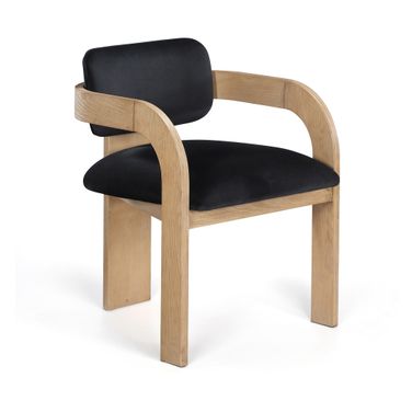 Cedra Velvet Performance Fabric Upholstered Dining Chair Set of 2 In Black