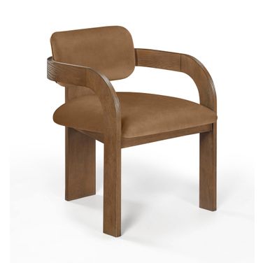 Cedra Velvet Performance Fabric Upholstered Dining Chair Set of 2 In Saddle