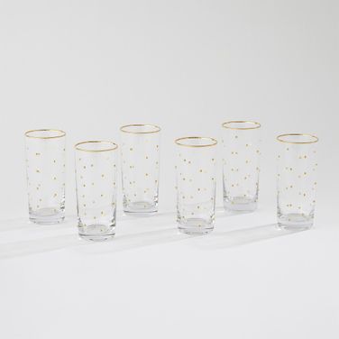 Celebration Highball Glasses Set of 6 In Clear and Gold