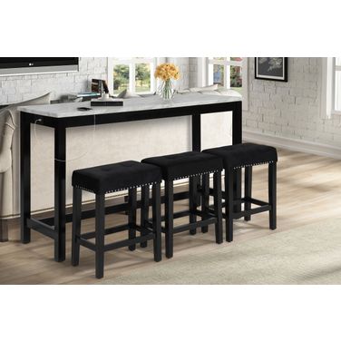 Celeste Theater Bar Table with 3 Stools In Black