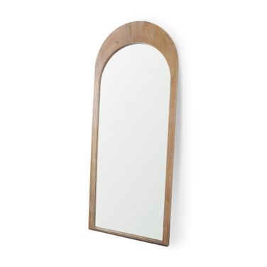 Celeste Wood Arched Floor Mirror In Light Brown