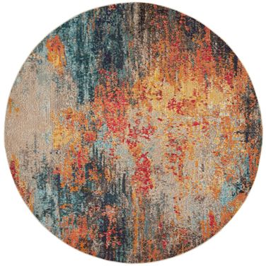 Celestial 7'10" x 7'10" Round Modern Indoor Rug In Multicolor
