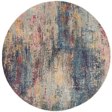 Celestial 7'10" x 7'10" Round Modern Indoor Rug In Multicolor