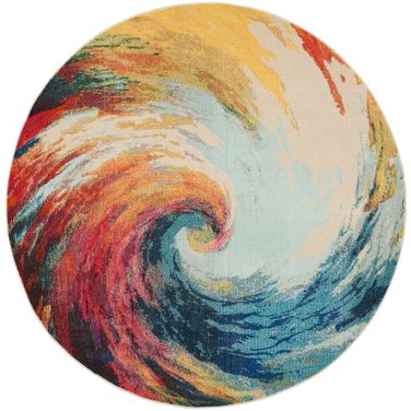 Celestial 7'10" x 7'10" Round Indoor Rug In Wave