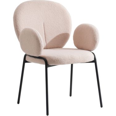 Celestial Boucle Dining Arm Chair In Beige